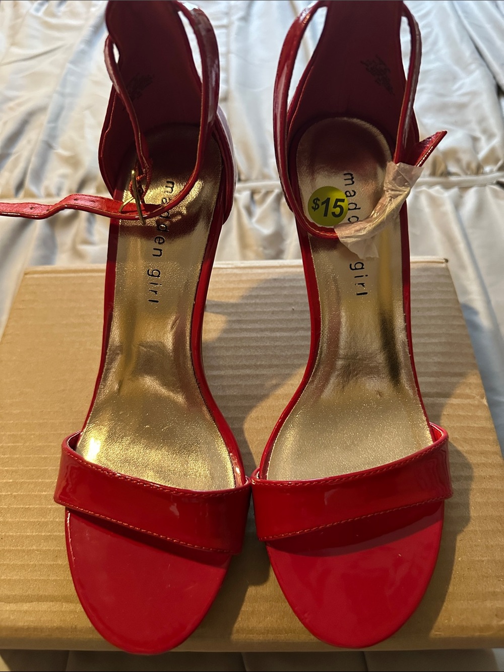 Madden Girl Red Patent Open-Toe Ankle Strap Heels